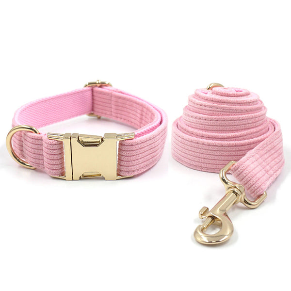 Load image into Gallery viewer, Corduroy Crush Baby Pink - Leash, Poop Bag Holder &amp; Personalised Collar
