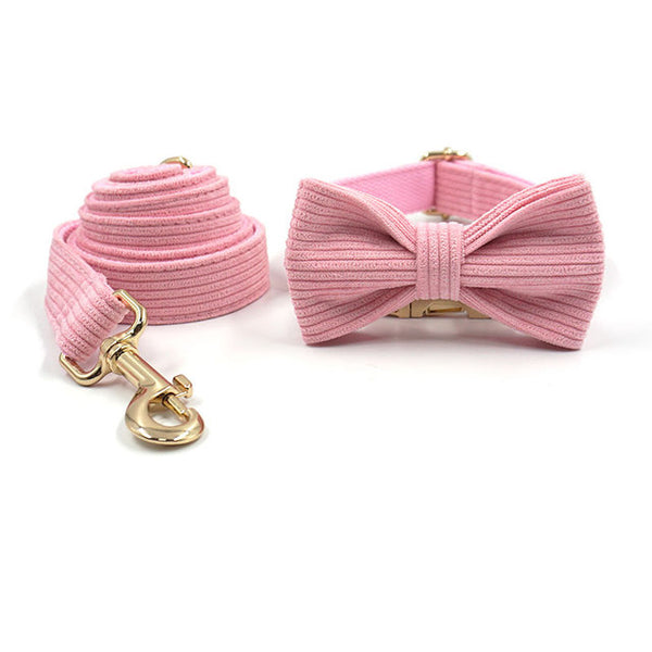 Load image into Gallery viewer, Corduroy Crush Baby Pink - Leash, Poop Bag Holder &amp; Personalised Collar
