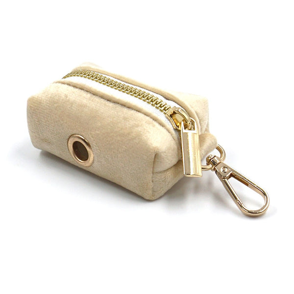 Load image into Gallery viewer, Luxury Velvet Crush Beige - Leash, Poop Bag Holder &amp; Personalised Collar
