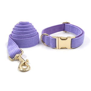 Corduroy Crush Lavender - Leash, Poop Bag Holder & Personalised Collar