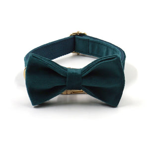 Luxury Velvet Crush Emerald - Leash, Poop Bag Holder & Personalised Collar