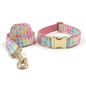 Watercolour Love Pink - Leash, Poop Bag Holder & Personalised Collar