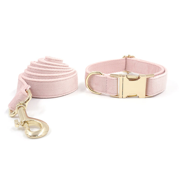 Load image into Gallery viewer, Luxury Velvet Crush Pale Pink - Leash, Poop Bag Holder &amp; Personalised Collar
