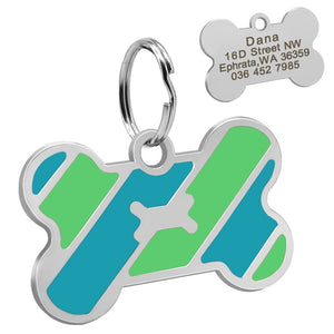 Stripe Bone Pet Tag - Personalised Engraving