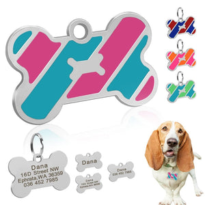 Stripe Bone Pet Tag - Personalised Engraving