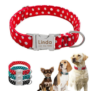 personalised pet collar with engraving with dots