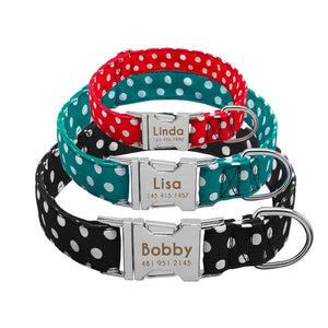 personalised pet collar with engraving with dots