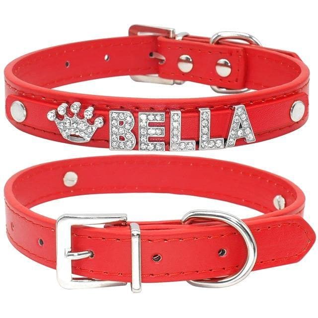 Bling rhinestone charm personalised collar red