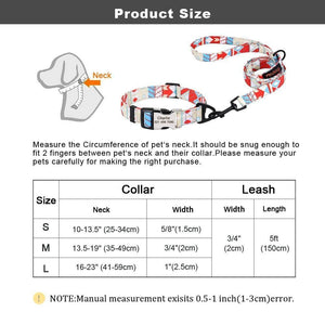 Geometric print dog leash size guide