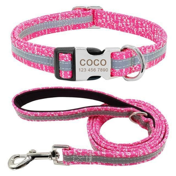 Load image into Gallery viewer, personalised dog collar with engraving and matching leash set
