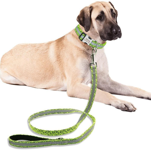 Load image into Gallery viewer, personalised dog collar with engraving and matching leash set
