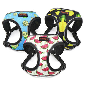 Fruit print pet harness adjustable and reflective