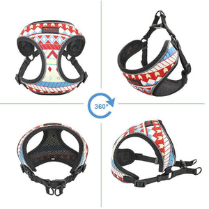 Dog harness with blue and red reflective and adjustable