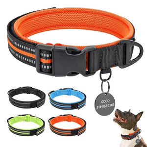 Personalised dog collar with engraving of name and phone number