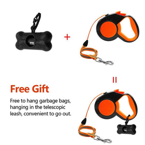 Traction Orange - 5m Retractable Leash with Bag Dispenser