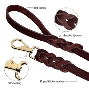 leather personalised dog collar and leash set