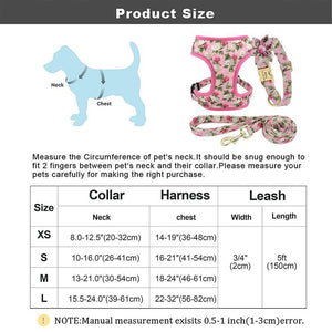 floral dog harness and leash set size guide
