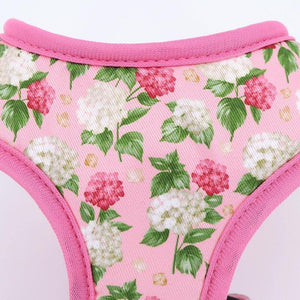 floral dog harness and leash set pink