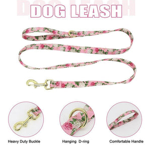 floral dog harness and leash set