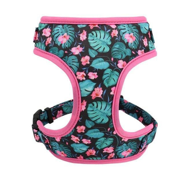 Load image into Gallery viewer, floral dog harness black and pink
