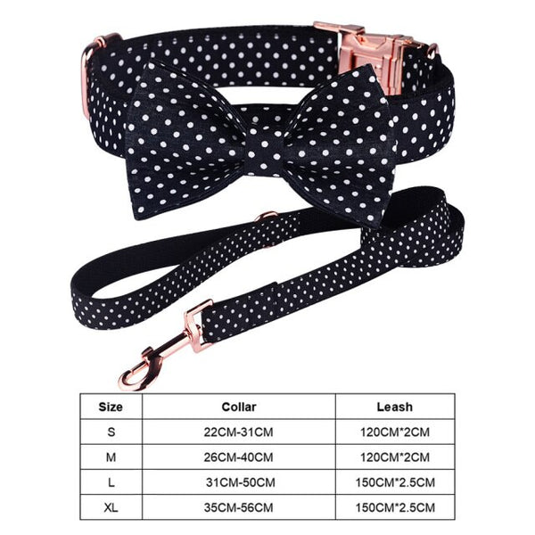 Load image into Gallery viewer, Sunday Best Black Polka - 2 Piece Set - Leash &amp; Personalised Collar
