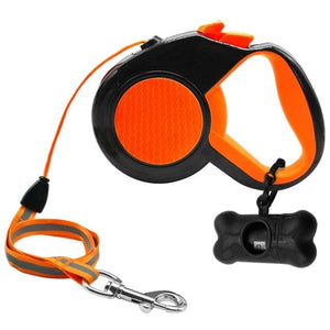 Traction Orange - 5m Retractable Leash with Bag Dispenser