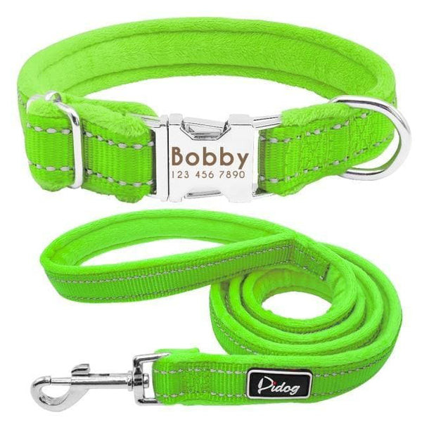 Load image into Gallery viewer, Personalised dog collar with engraving and matching leash set
